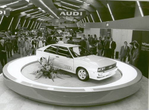 Audi Quattro auf dem Genfer Autosalon 1980.  Foto: Auto-Medienportal.Net/Audi